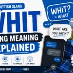 Illustration explaining the slang meaning of the word whit with texting and Scottish dialect elements